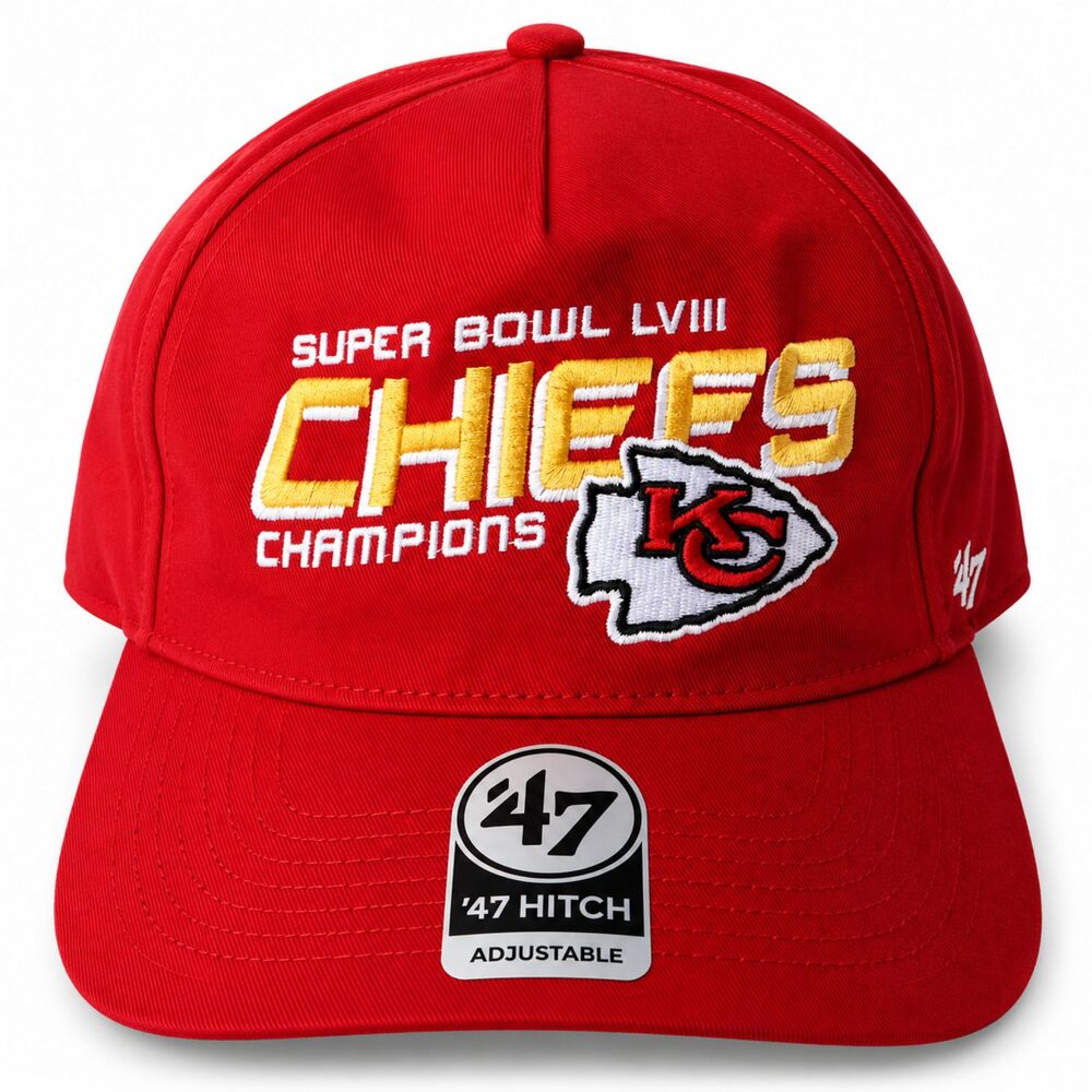 NEW '47 Kansas City Chiefs Super Bowl LVIII Champions Hitch Red Snapback Hat